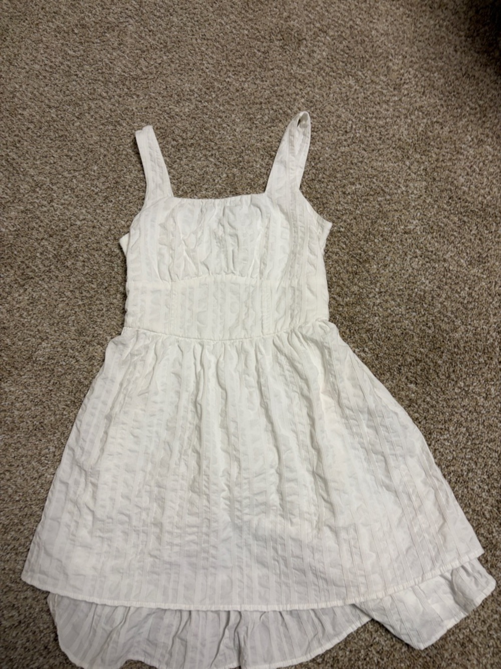 art class White Textured Sundress with Ruffle Hem